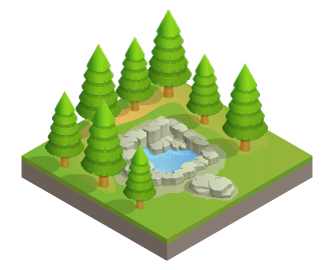 yardscape with trees and pond